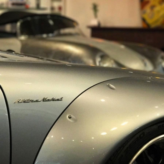Akira Nakai Custom made Emblem installed on his own RWB Porsche Carolina