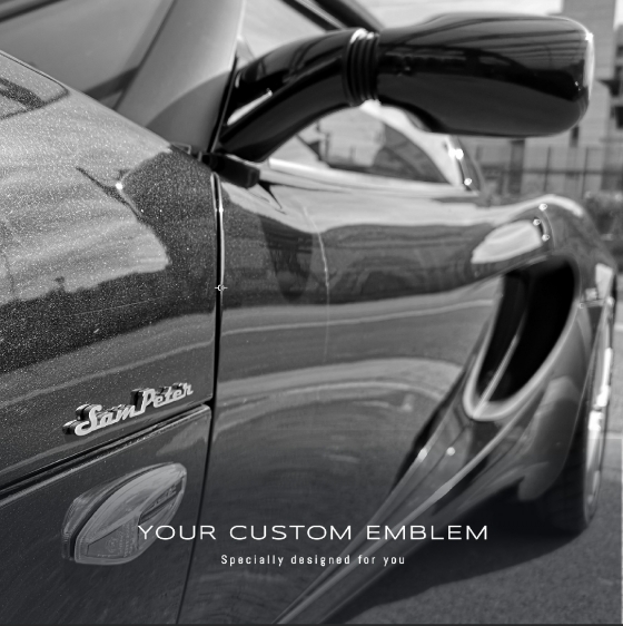 Sam Peter Emblem made in 100% stainless steel matt finishing installed on a Lotus Elise