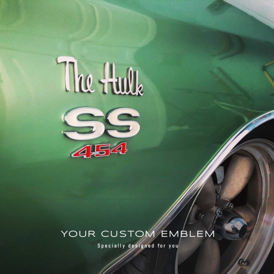 The Hulk Emblem installed on the Chevelle 1970 SS - design as requested