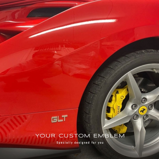 GLT Emblem installed on the Ferrari 488