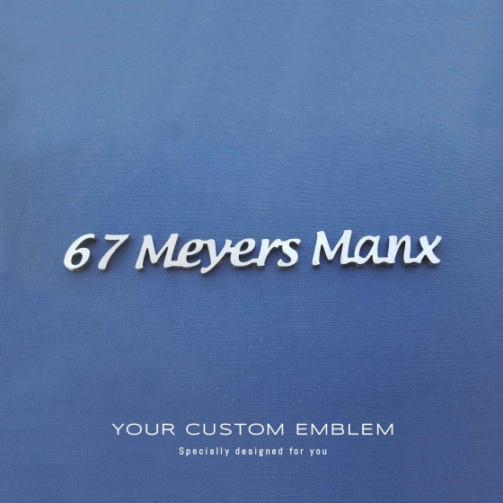 67 Meyers Manx custom made emblem in stainless steel