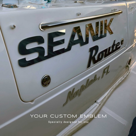 Seanik Route and Naples,FL oversized Emblems in stainless steel mirror finishing