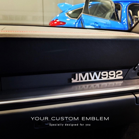 JMW 992 Emblem in stainless steel Matt finishing installed on the Porsche 992