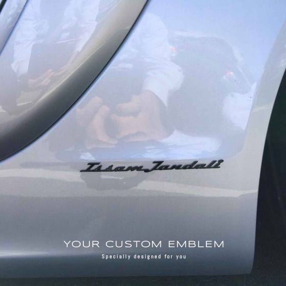 Issam Jandali's Custom Made Emblem painted in black installed on his Porsche Cayman Gt4